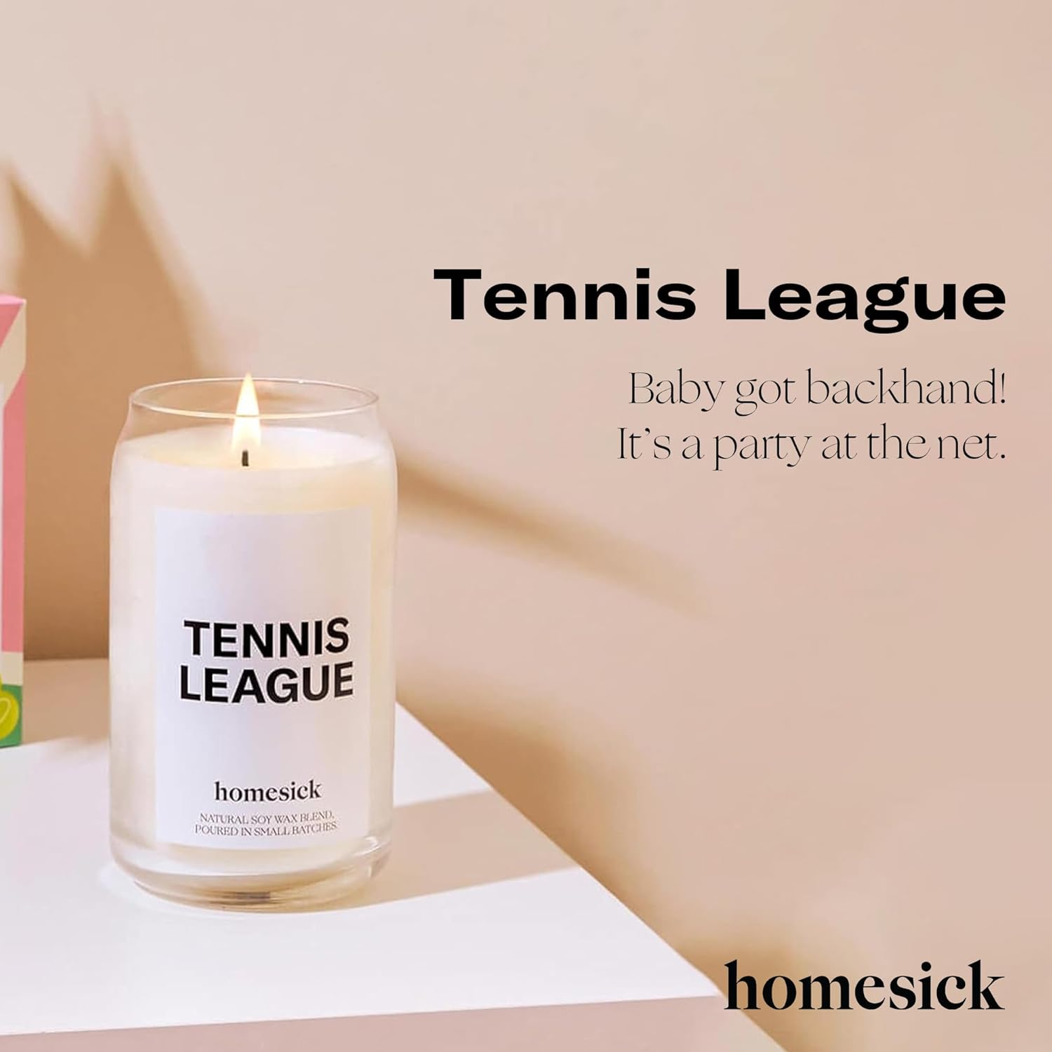 Homesick Scented Candles for Home (Tennis League) - 13.75 oz Long-Lasting Soy Wax Blend Jar Candle Gifts for Women & Men, 60-80 Hours Burn Time - Notes of Lime Blossom, Orange Flower, Salted Musk - Image 2