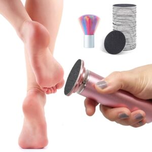 Electric Callus Remover for Feet Adjustable Speed, Powerful Foot Scrubber Electric Foot Callus Remover Heel File with 60PCS Sanding Discs Pedicure Tools for Feet Dead Skin Foot Grinder, Pink