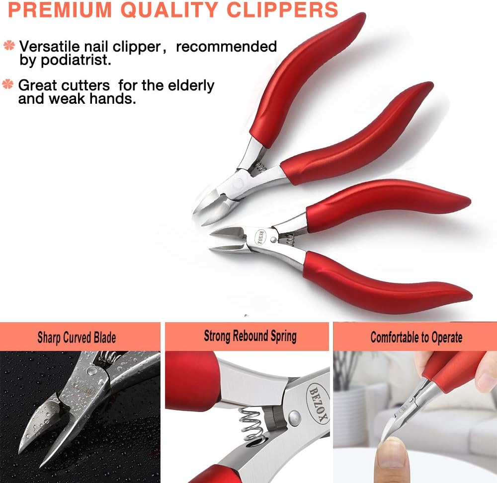 BEZOX Precision Ingrown Toenail Clippers with Comfort Grip for Thick Nails - Image 2