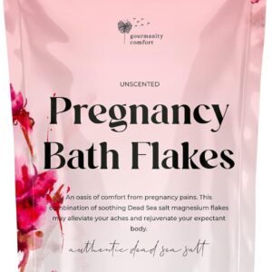 Gourmanity Comfort Unscented Magnesium Flakes for Bath, Relief for Pregnant Women Aches, Helps Improve Sleep Quality & Blood Circulation, Natural Ingredients, Harvested from Dead Sea, 32oz