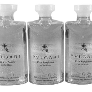 BVLGARI Au The Blanc (White Tea) Shampoo and Shower Gel Travel Size, 2.5 Ounce Bottles - Set of 3