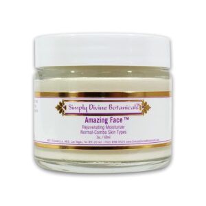 Simply Divine Botanicals Amazing Face Rejuvenating Moisturizer - Natural and Organic Anti-Aging Cream with Aloe Butter and Shea Oil For Dry, Normal, Mature, Sensitive Skin, 2 oz.