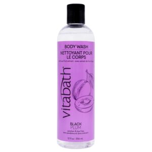 Vitabath Black Plum Body Wash Moisturizing Bath & Shower Gel Cleanser - Radiant Cleanse & Restore Nourishing Skincare for Women & Men - Paraben-Free - 12 fl oz