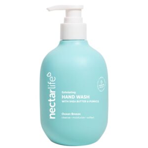 Nectar Life Hand Wash 14oz, Exfoliating, Moisturizing, Vegan, Clean Hand Wash Scrub with Volcanic Pumice & Shea Butter, Kitchen Food Smell Eliminator (Ocean Breeze)