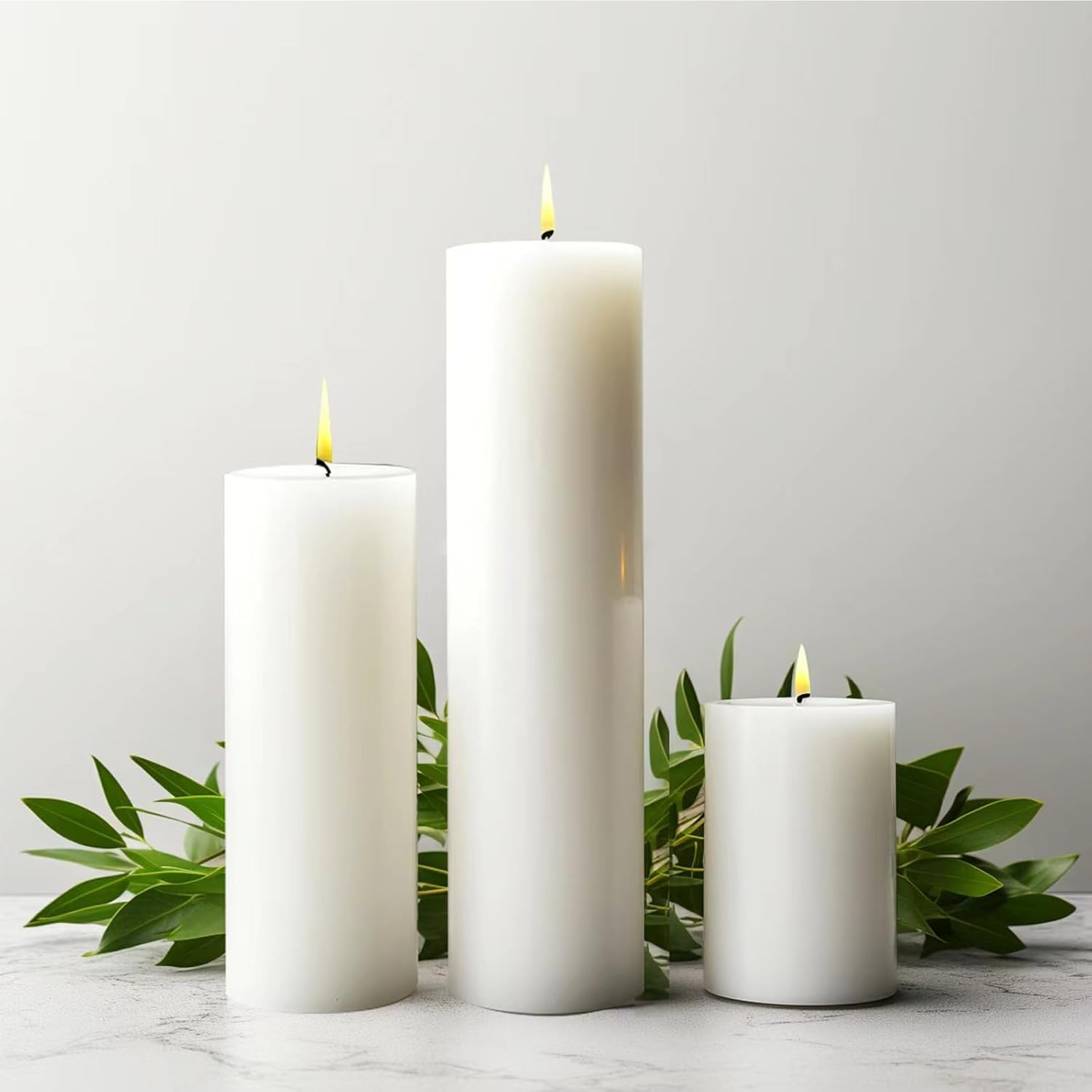 White Pillar Candles Set of 6 – Unscented, Smokeless, Long-Lasting – Perfect for Home Decor, Weddings, Parties, and Special Events – 3" 6" 8"– Elegant & Clean Design