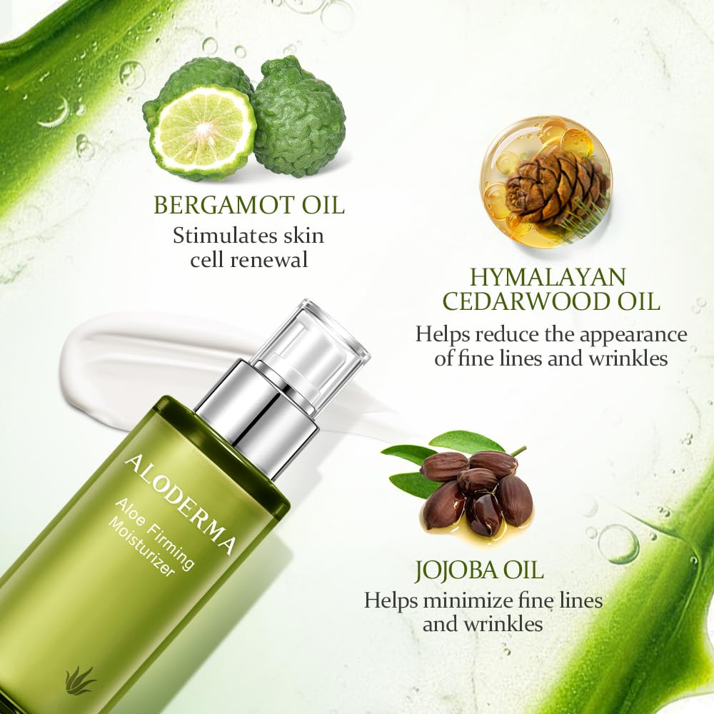 Aloderma Aloe Vera Firming Facial Moisturizer with 72% Organic Ingredients - Nourishing & Replenishing - Natural Face Lotion for Aging Skin - Smooths the Appearance of Fine Lines & Wrinkles, 3.5oz - Image 3