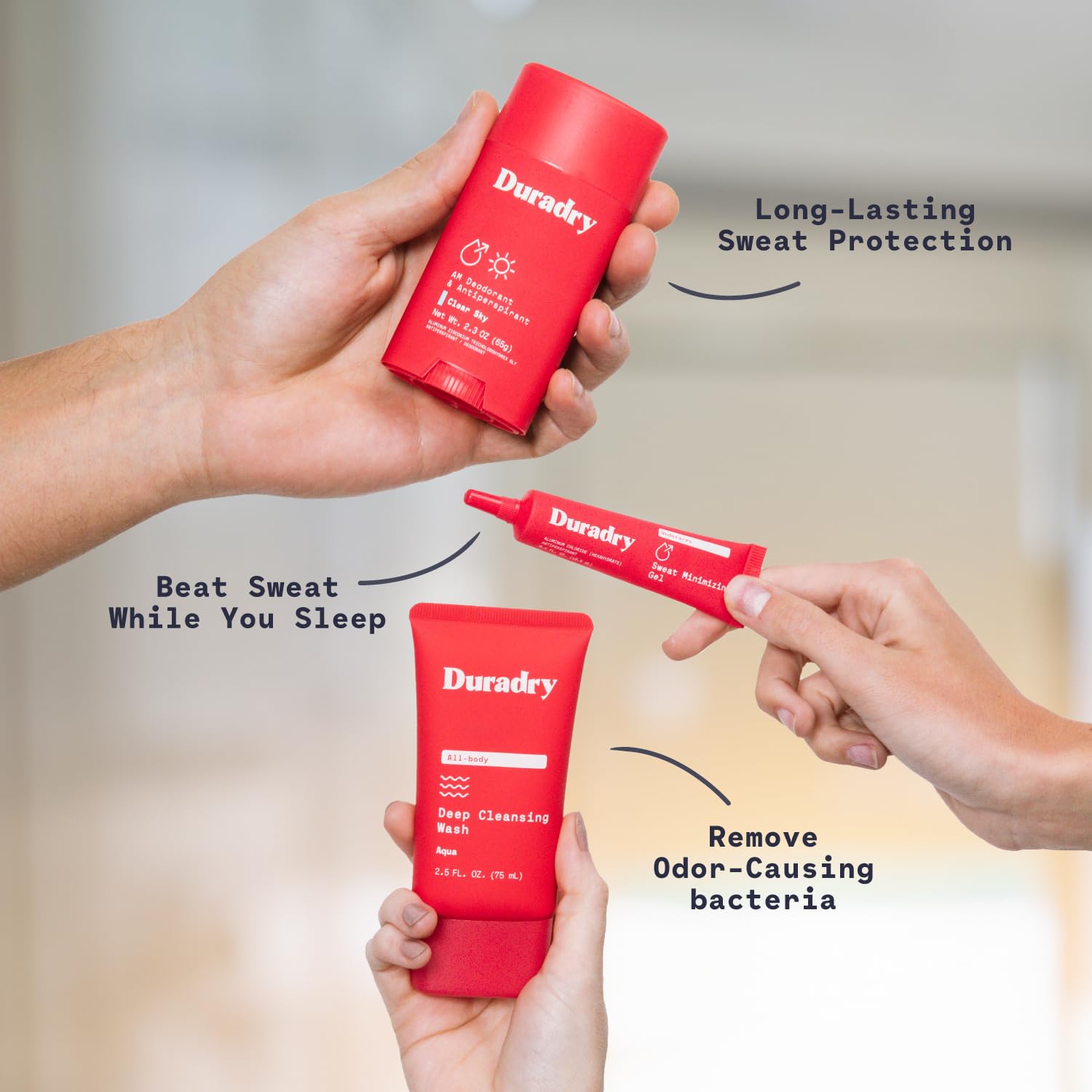 Duradry 3-Step Underarm Sweating System Antiperspirant Stick Gel Body Wash 3 oz - Image 6