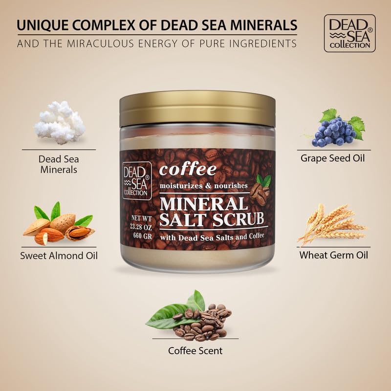 Dead Sea Collection Coffee Scented Salt Body Scrub - Large 23.28 OZ - with Pure Oils and Dead Sea Minerals - Image 5