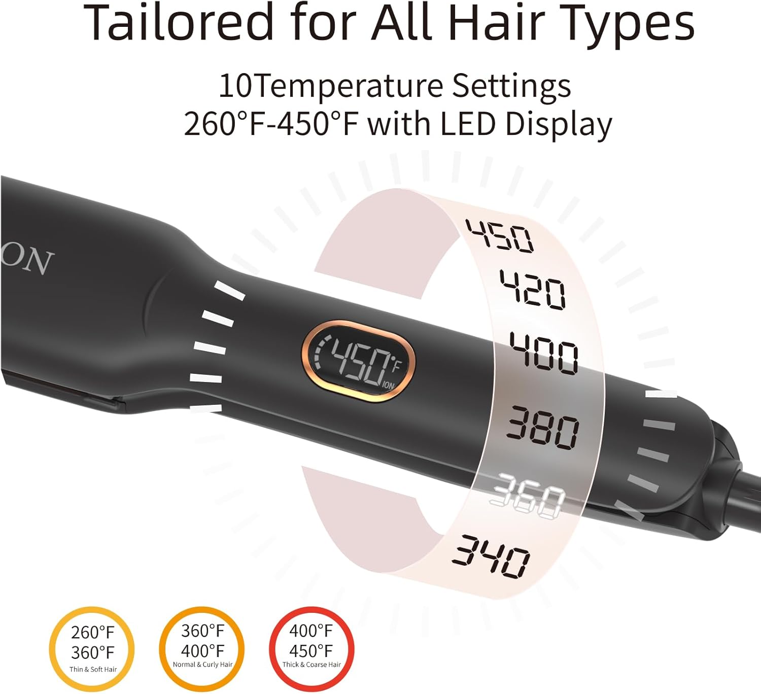 Flat Iron Hair Straightener – 1.7”Wide Ceramic Plate with Negative Ionic Technology, Digital Temp Control & Dual Voltage for Curly/Thick/Coily Hair - Image 4