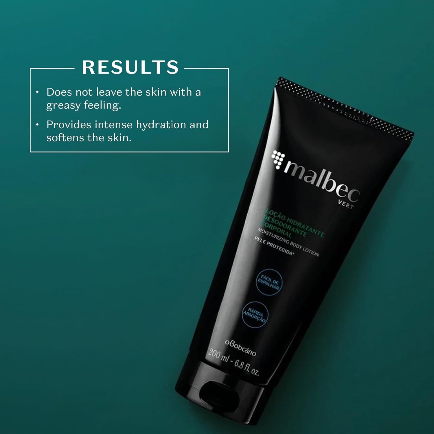 Malbec Vert Moisturizing Body Lotion for Men by O Boticário, Scented Moisturizer Non-Greasy Hydrating Cream for Dry Skin, 6.8 Ounce - Image 2