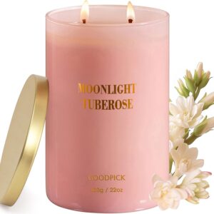 Goodpick Candles for Women, Tuberose Soy Candles for Home Scented, Large Candle for Warmer Lamp, 22oz 120 Hour, Pink