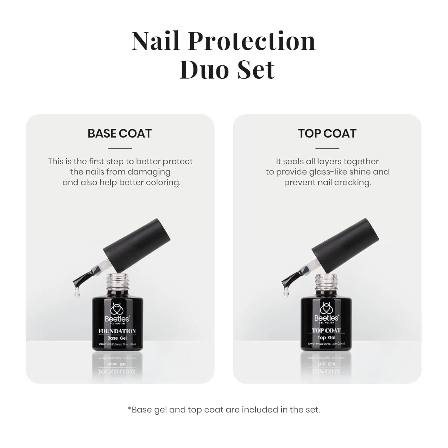 Beetles 4 Pcs White Black Gel Nail Polish Set with Top and Base Coat - Image 5
