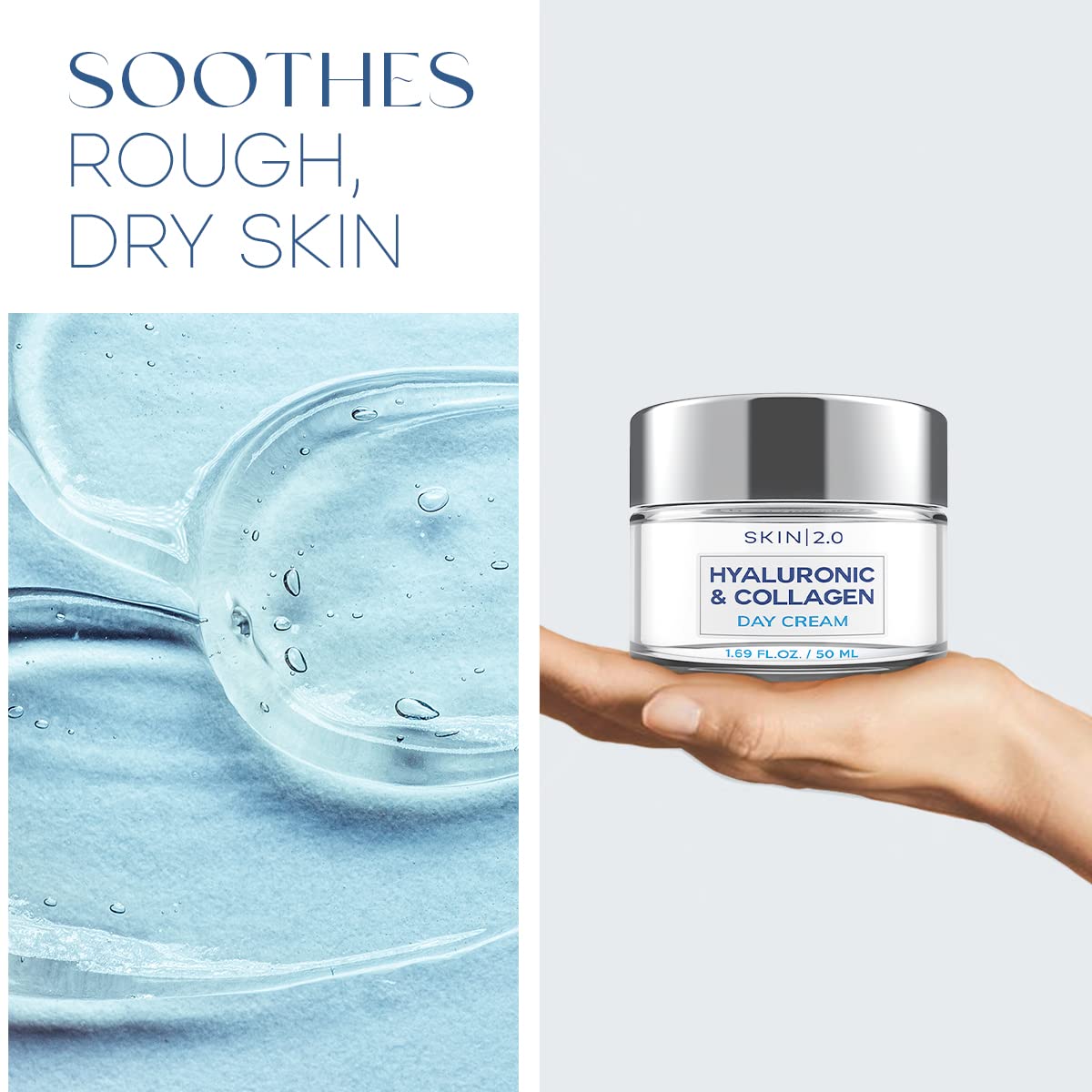 Hyaluronic Acid & Collagen Day & Night Face Moisturizer - Dermatologist Tested, Hydrating, Anti-Aging, Clean Beauty, Cruelty-Free, Korean Skincare for All Skin Types - 1.69 Fl oz (2-Pack) - Image 6