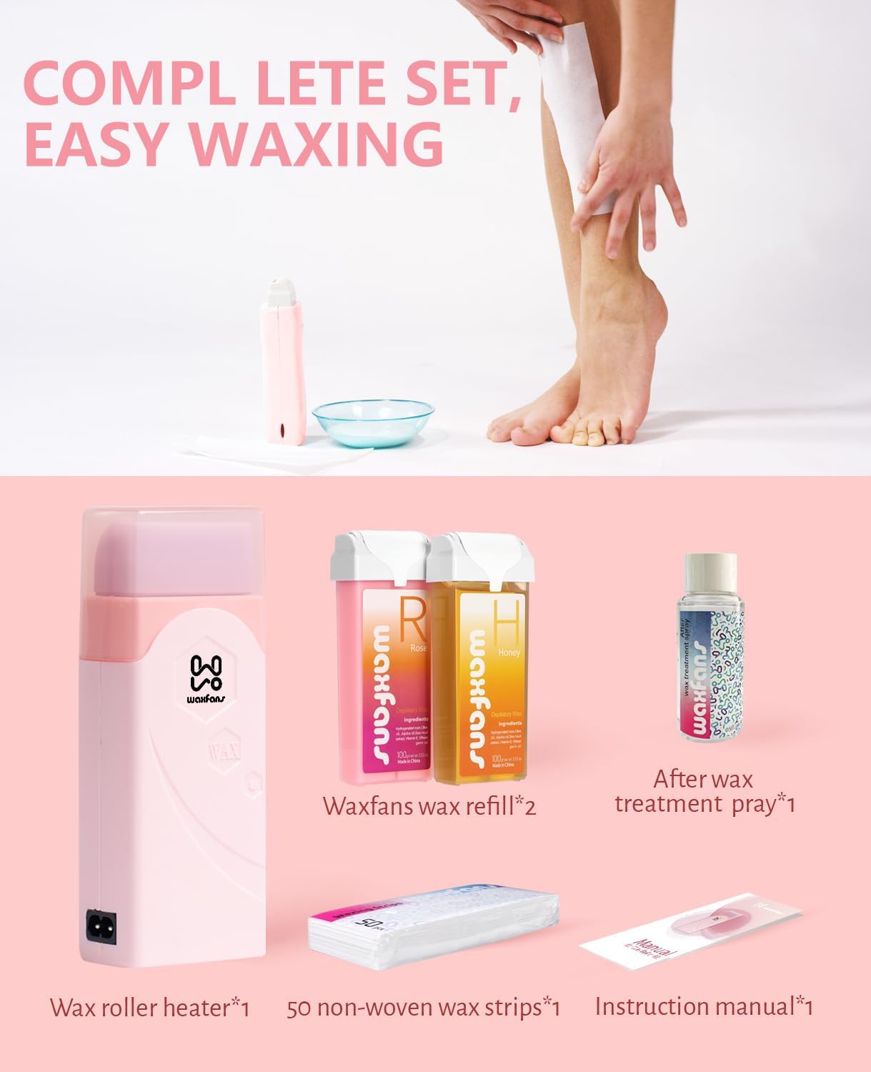 Roll On Wax kit,Waxing Kit for Women, Wax Roller, Roll On Wax Warmer for Hair Removal,at Home Waxing Kit for Women men,Soft Wax Heater for Larger Areas of the Body(pink) - Image 8