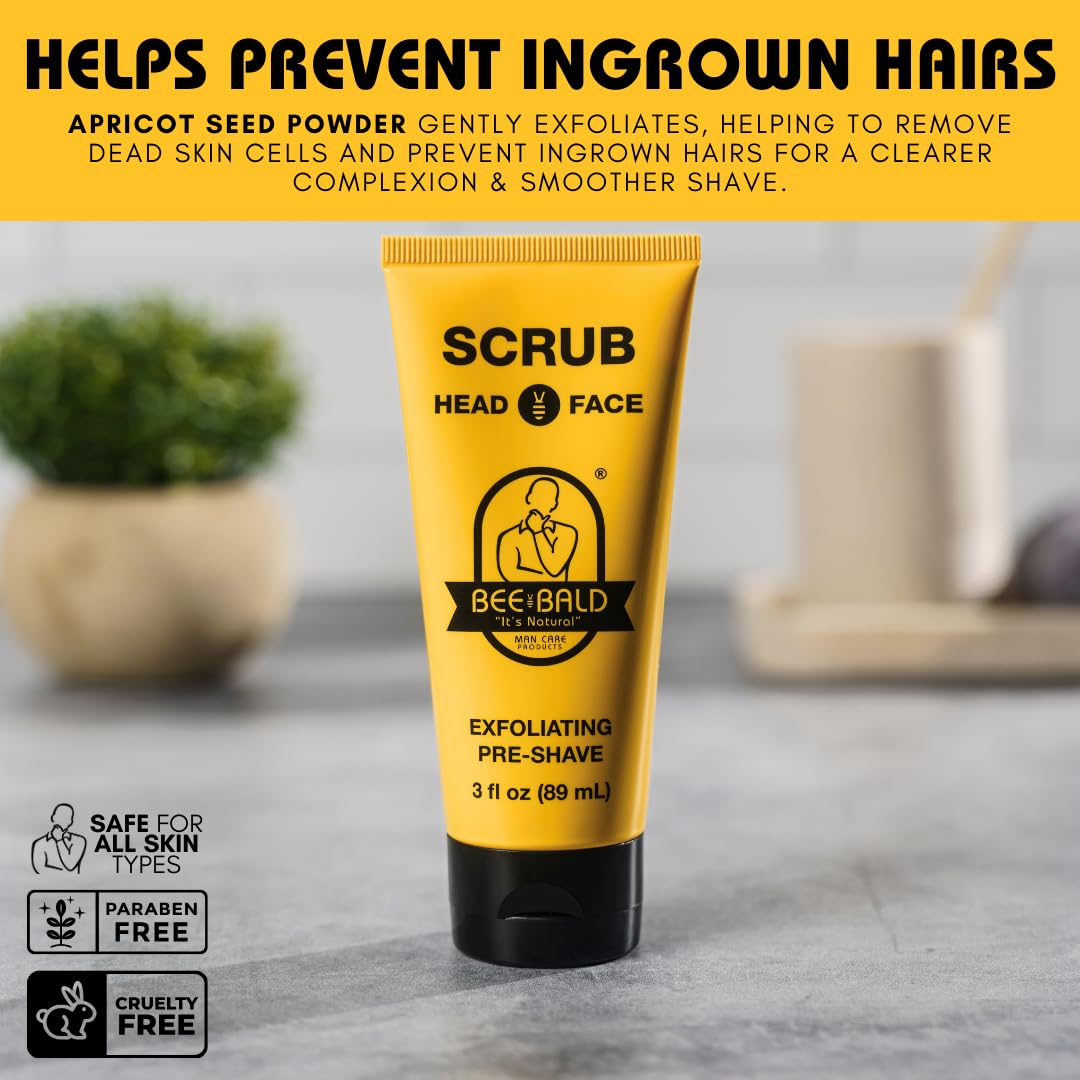 Bee Bald SCRUB Exfoliating Pre-Shave for Deep Cleans & Removing Pore Clogging Dirt, Oil & Dry Flaky Skin. Prepares You For a ‘Super Close Shave’, 3 Fl Oz - Image 6