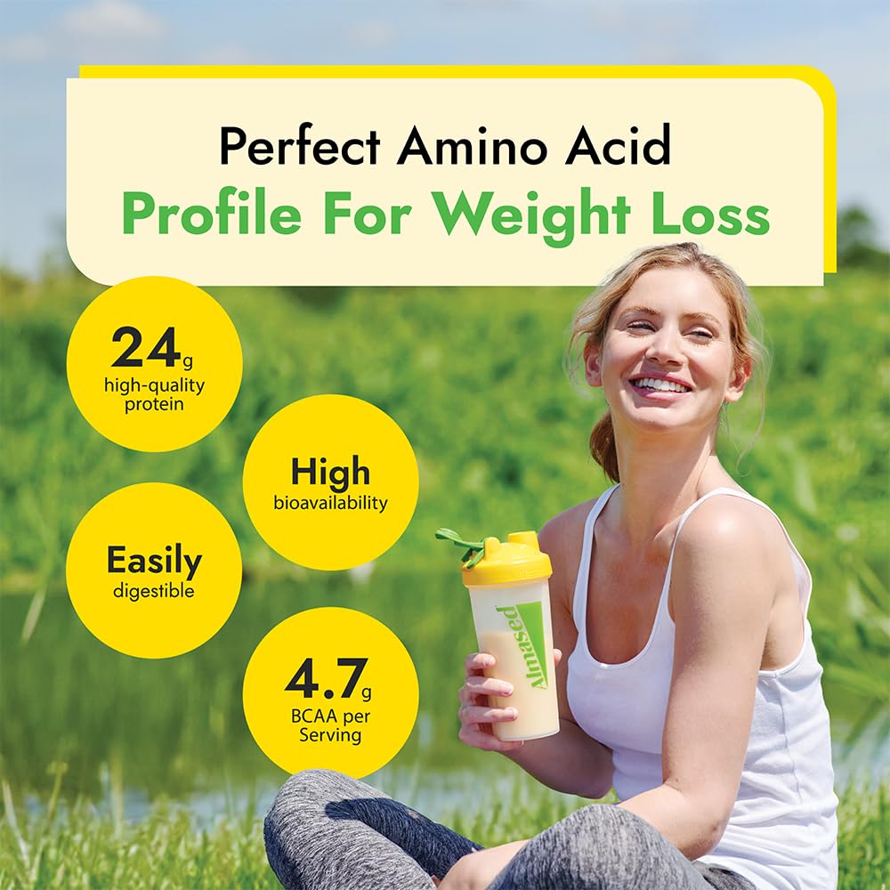 Almased Protein Powder for Weight Loss Kit for Men & Women, Natural Meal Replacement Shake for Weight Loss, Supplement, 24 Grams of Protein Per Serving (Original Flavor, 2 Cans @ 17.6 oz ea + Shaker Bottle + Scoop) - Image 7