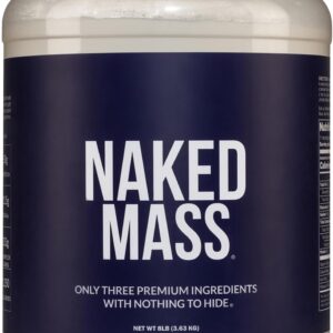 NAKED Mass - Natural Weight Gainer Protein Powder - 8 LB Bulk, GMO Free, Gluten Free & Soy Free. No Artificial Ingredients - 1,250 Calories per Serving