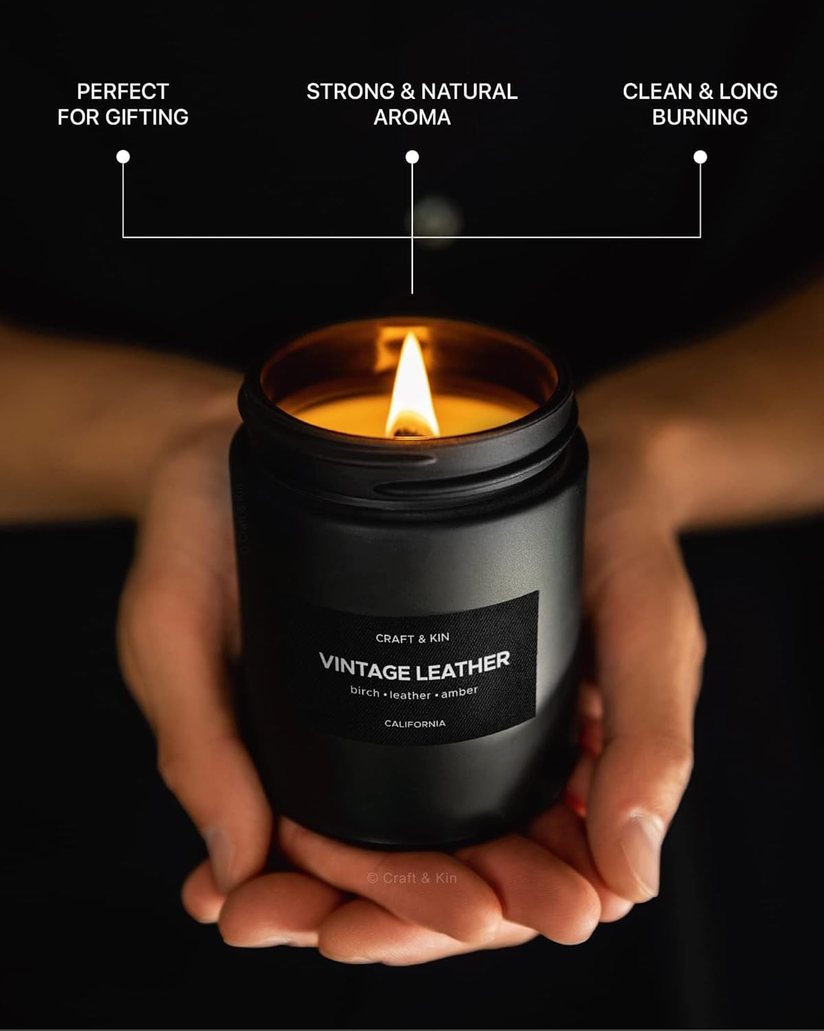 Craft & Kin Vintage Black Scented Soy Candle 7.6oz 45 Hour Burn Time - Image 3