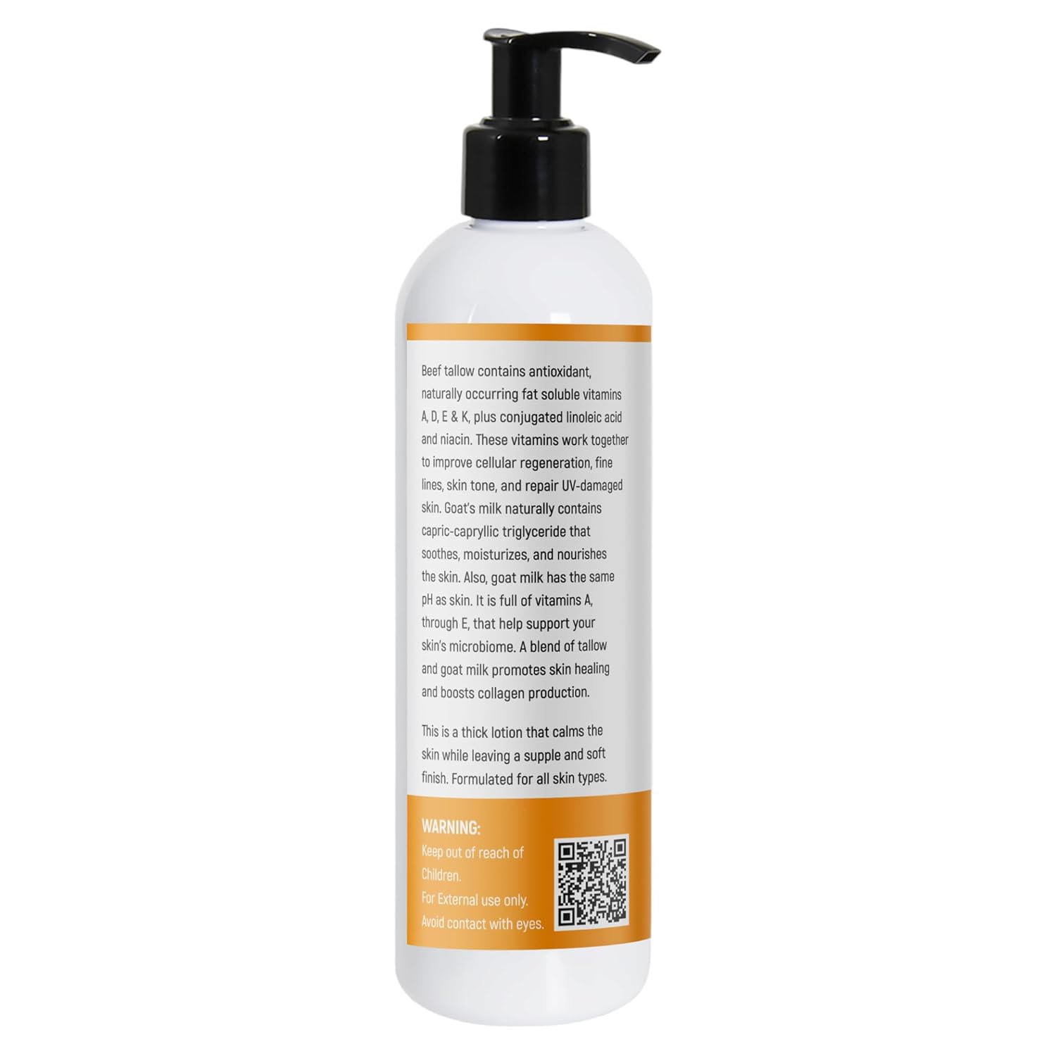 Grass Fed Beef Tallow & Goat Milk Body Lotion for Sensitive Skin, Organic Tallow Lotion - Soothes Dry Patches, Goat Milk Moisturizer - Handmade Tallow Body Lotion (UNSCENTED, 8 Oz) - Image 2