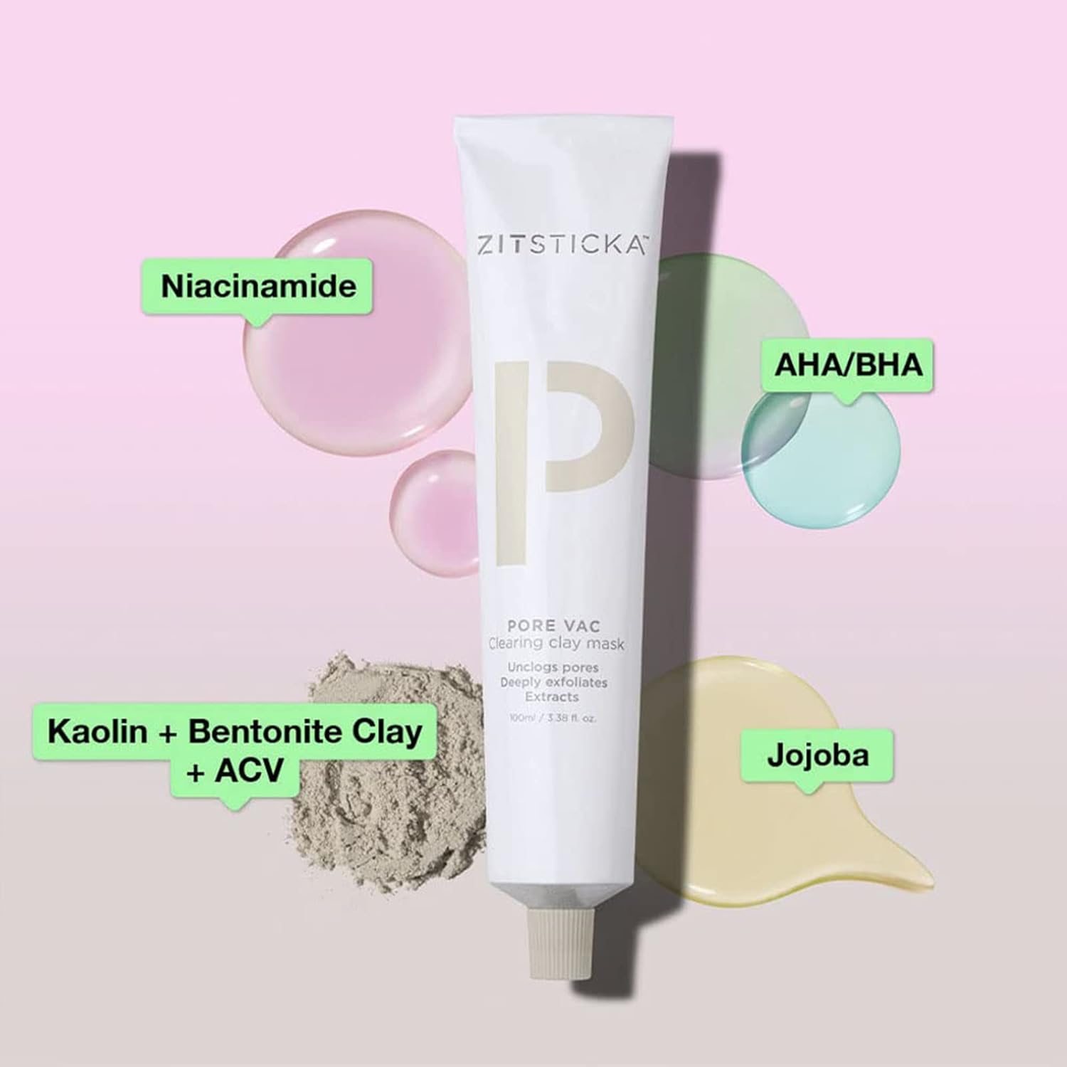 ZitSticka PORE VAC, Acid-Rich Clay Mask To Vacuum Pores + Smooth Texture | Derm-Backed (60ml) - Image 4