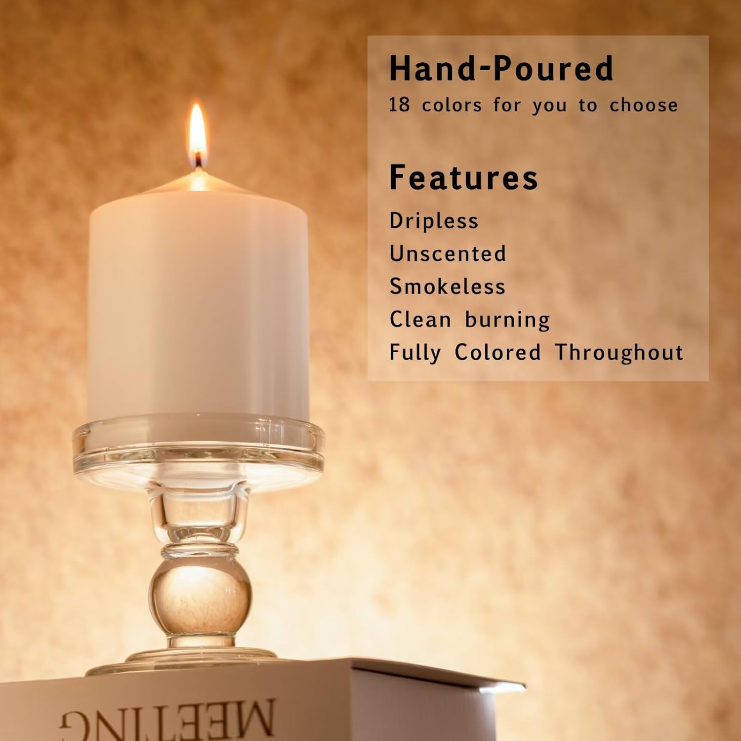 MOZEAL 3" x 6" Hand-Poured Unscented White Pillar Candles,Dripless Candles Set of 3,Long Lasting Burning,Approx 100 Hours Burn Time for Wedding,Dinner,Christmas and Home Decor - Image 2
