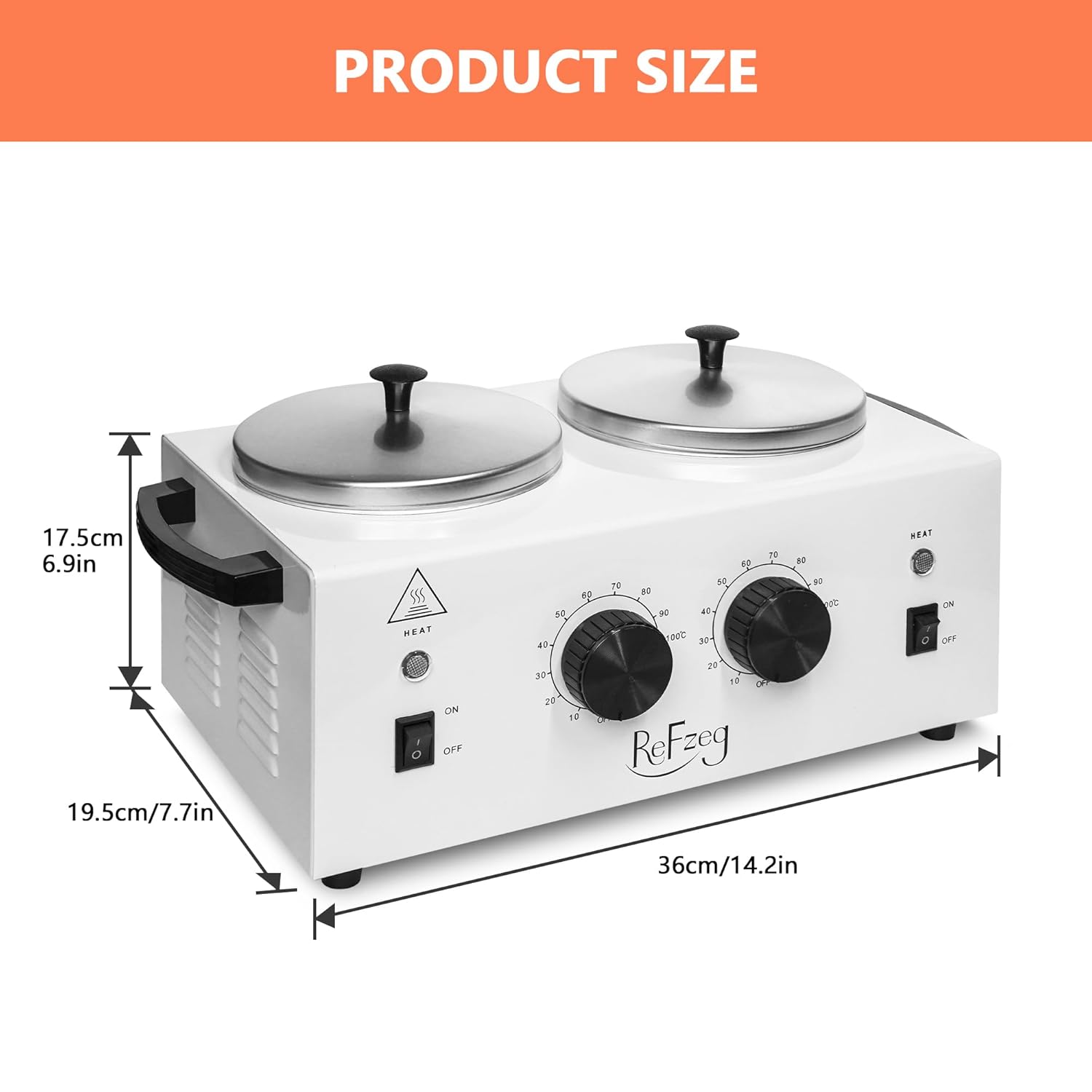 Professional Double Pot Wax Warmer Heater Machine for Painless Hair Removal with 50 Sticks and 20 Collars - Image 9