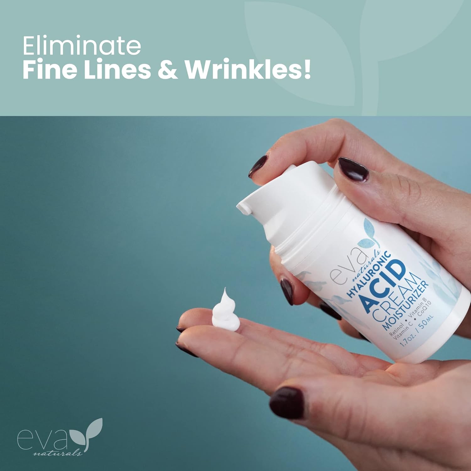 Eva Naturals Hydrating Face Cream with Hyaluronic Acid - Anti-Aging, Wrinkle Face Moisturizer for Women and Men, With Aloe Vera & Retinol For Face - Firming Day & Night Cream (1.7 Fl Oz) - Image 6
