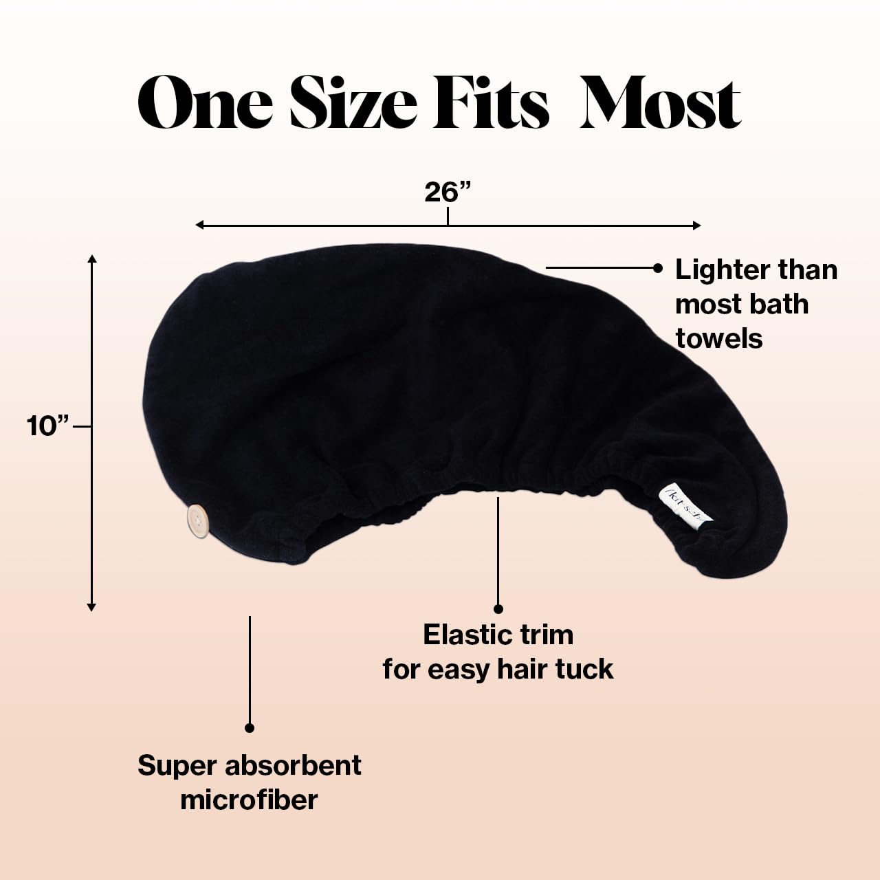 Kitsch Microfiber Hair Towel Wrap for Women - Super Absorbent Hair Drying Towel - Quick Dry, Anti-Frizz - for Long & Short, Wet & Curly Hair - Black - Image 3