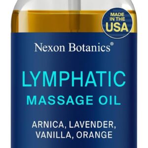 Lymphatic Drainage Massage Oil 8 fl oz - Facial Lymphatic Massage - Muscle Relief & Natural Detox - Arnica, Lavender, Vanilla & Orange - Nexon Botanics
