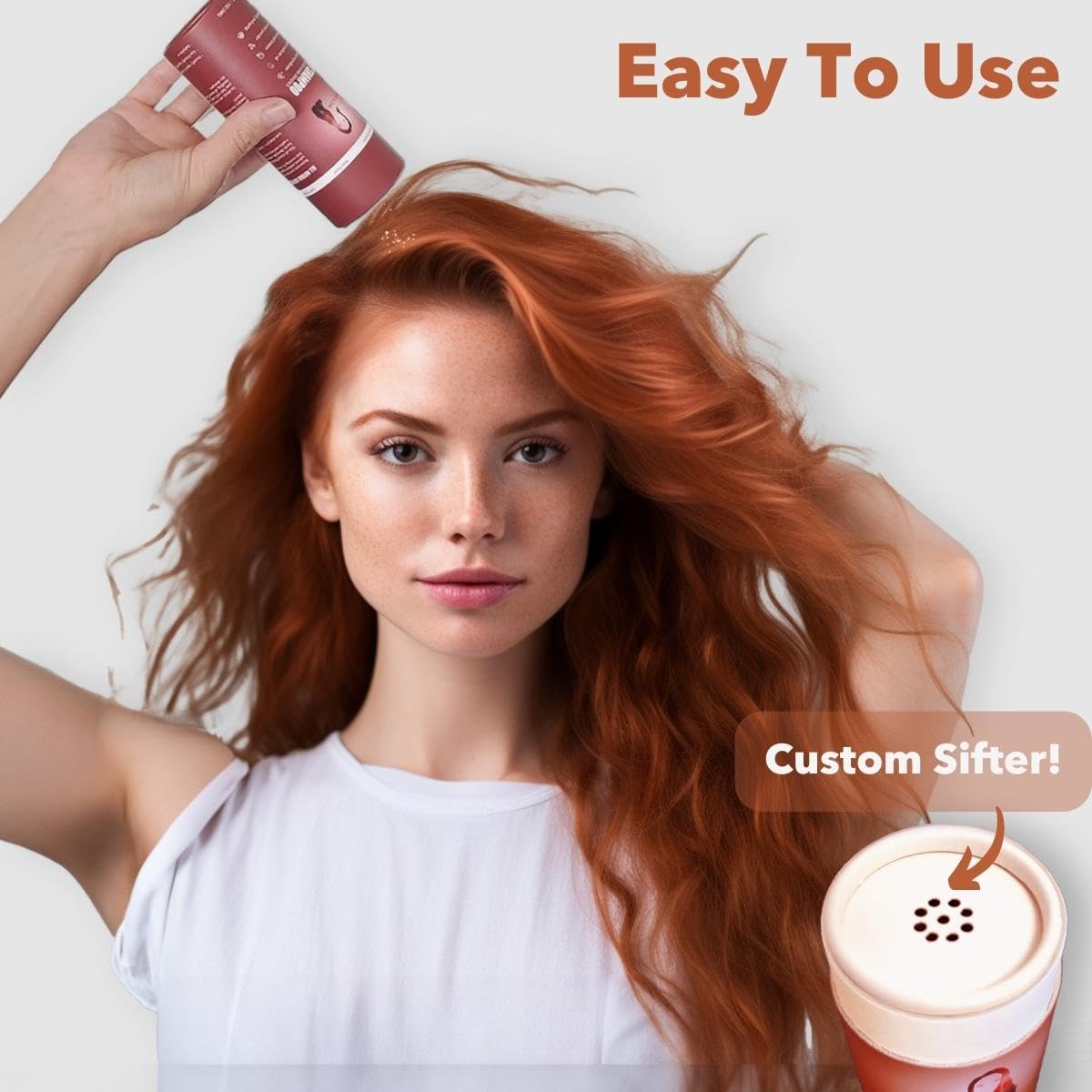 Dry Shampoo Powder For Red Hair Shades, All Natural Ingredients, Non Aerosol, Non Toxic, Earth Friendly Packaging - Image 4