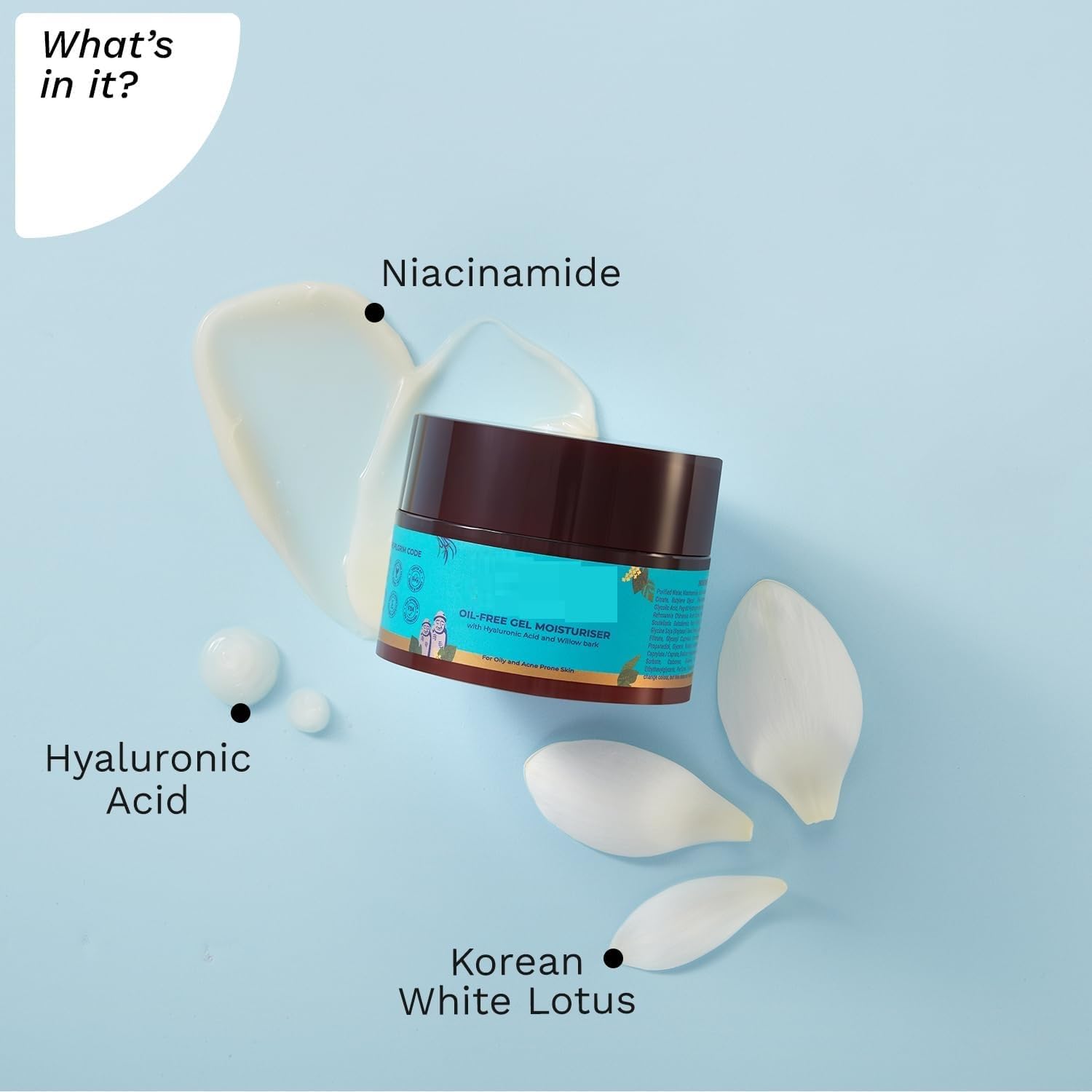 Korean Oil free Gel Moisturizer for oily skin with Hyaluronic Acid & Willow Bark Extracts | Moisturiser for face | Suitable for Oily & Acne-Prone Skin| Men & Women | Korean Skin Care | 50gm, 1.76 Ounc - Image 3