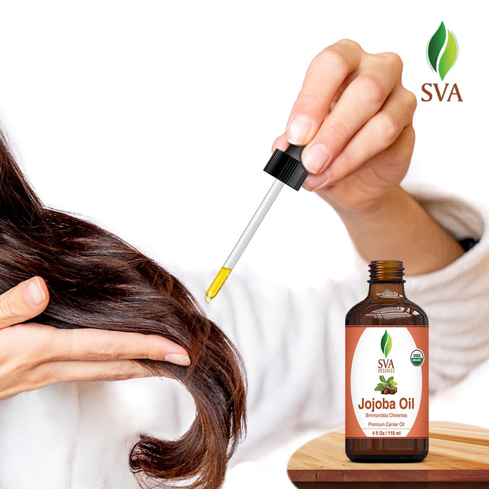 SVA Jojoba Seed Oil Organic - 4 Fl Oz – 100% Natural Cold Pressed Organic Jojoba Oil - for Face, Skin Care, Hair Care, Scalp Massage & Body Massage – Carrier Oil with Dropper - Image 6