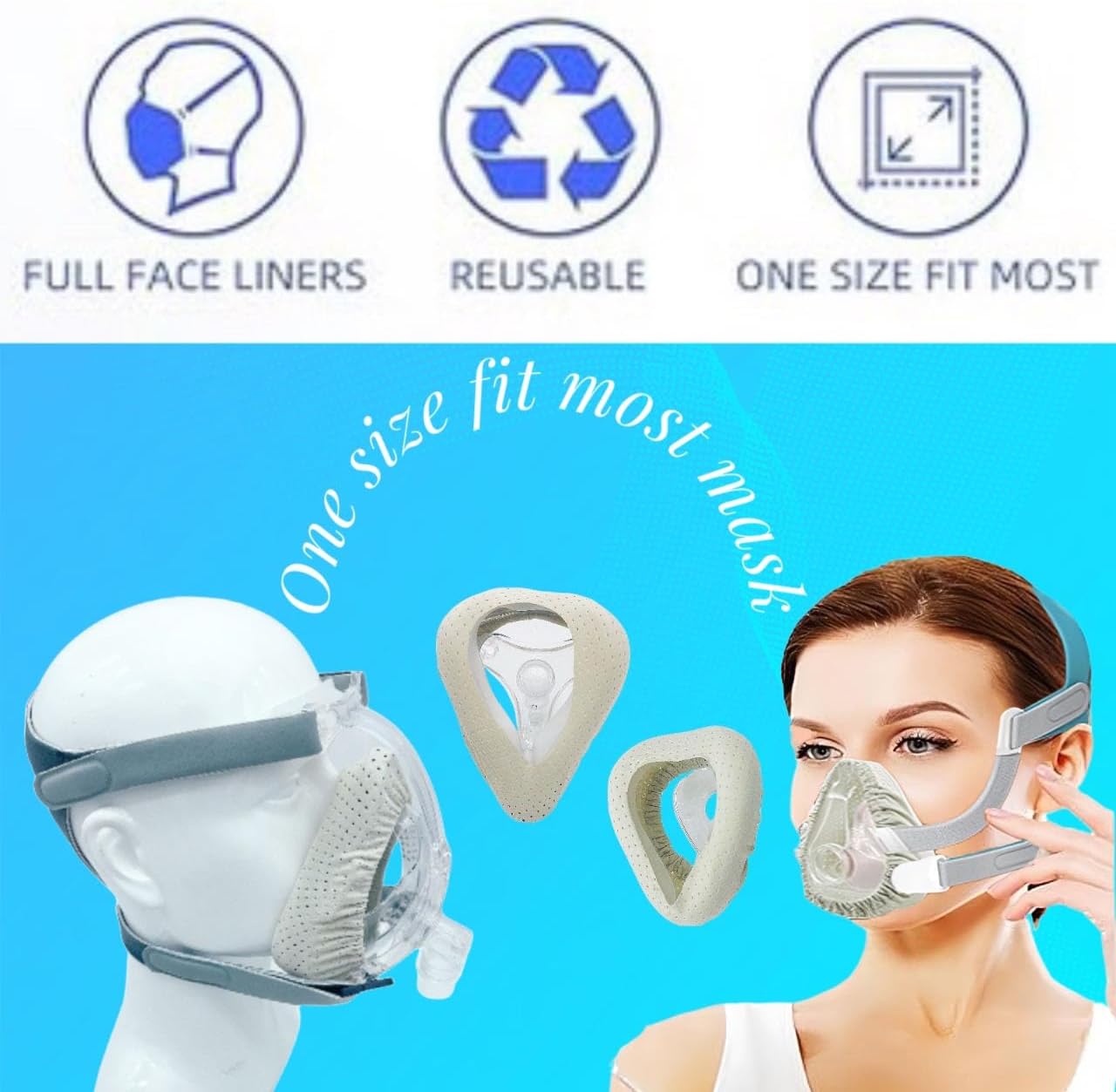 4 Pack CPAP' Mask Liners, Covers for Seal CPAP' Mask Cushion Comfort Silky CPAP' Mask Covers One Size Compatible with Most Full Face CPAP' Masks,Improve The Comfort of Wearing The Mask (Grey) - Image 4