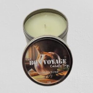 Bon Voyage Garlic Clove Scented Candles - 4oz Jar Candle - Paraffin Wax Aromatherapy Candles for Home & Gifts for Family and Friends
