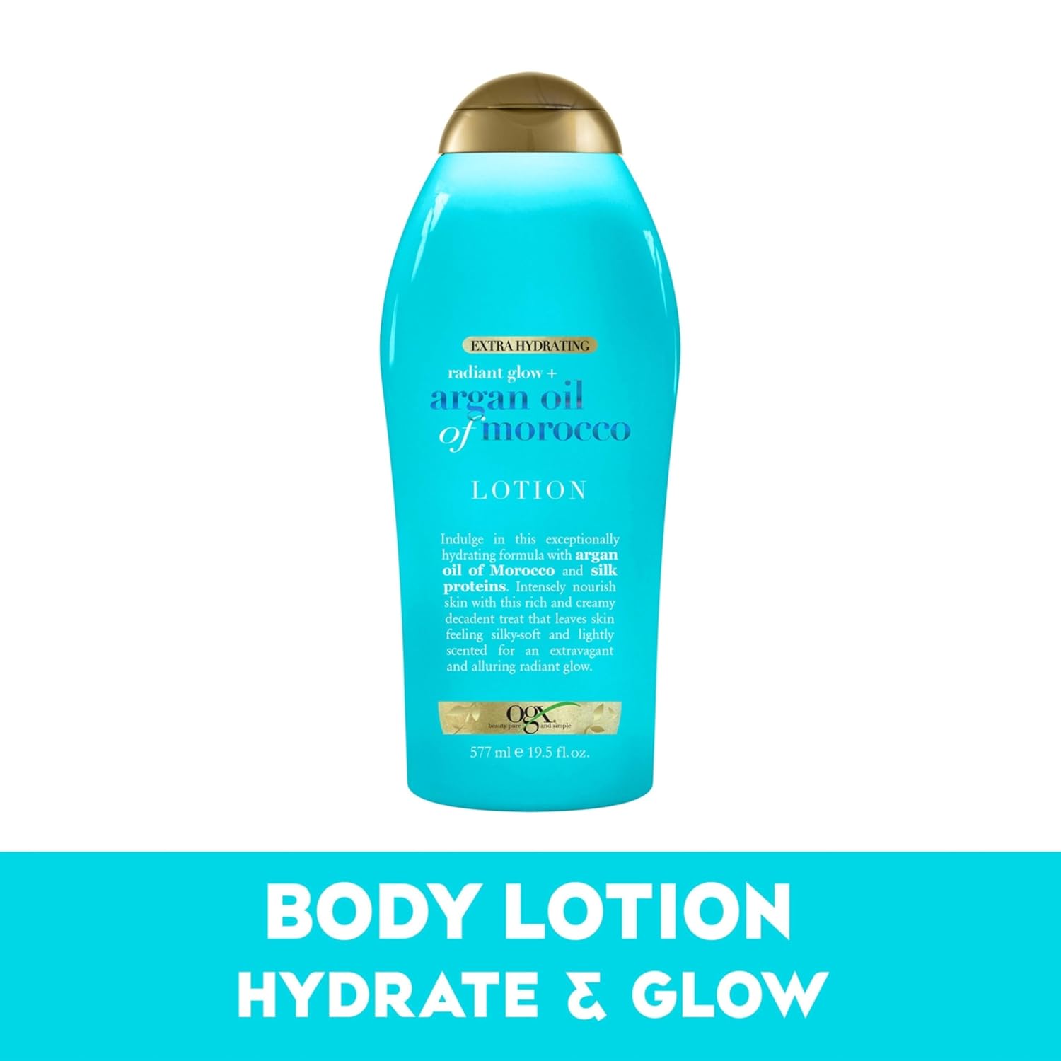 OGX Radiant Glow Argan Oil of Morocco Extra Hydrating Body Lotion Dry Skin 19.5 Ounce - Image 2