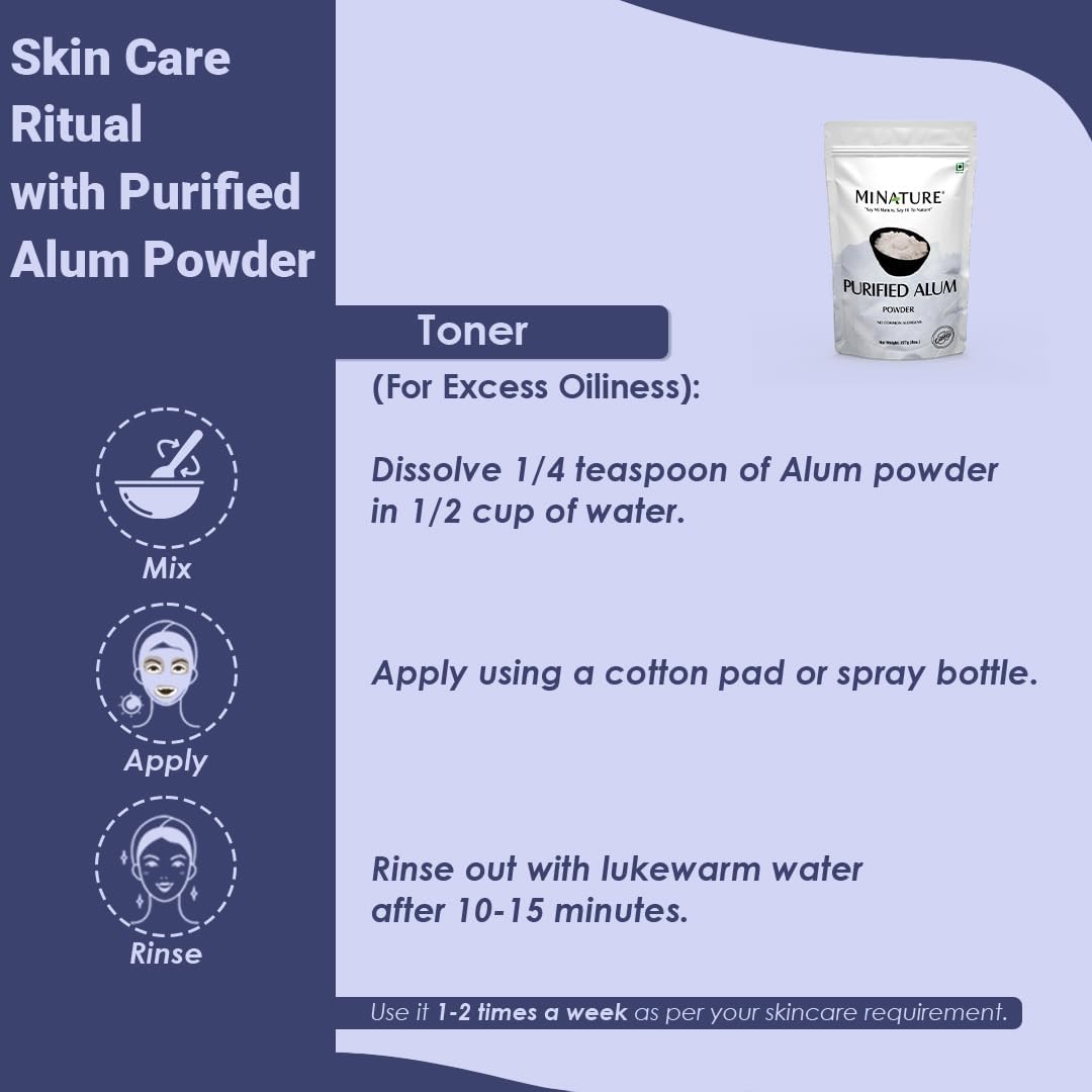 Mi Nature Alum Powder Potassium (Fitkari/Phitkari) -100% Natural Skincare for Acne, Odor Control & Water Purification Face Mask for |Pore Refining 227g |Face Pack Powder |Cruelty-Free - Image 6