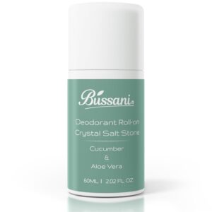 Bussani Crystal Salt Stone Deodorant – for Kids (Boys & Girls 6+), Teens & Adults | Cucumber & Aloe Vera Scent | Aluminum & Paraben-Free | Prevents Body Odor | No Clothing Stains | 2.02 fl oz