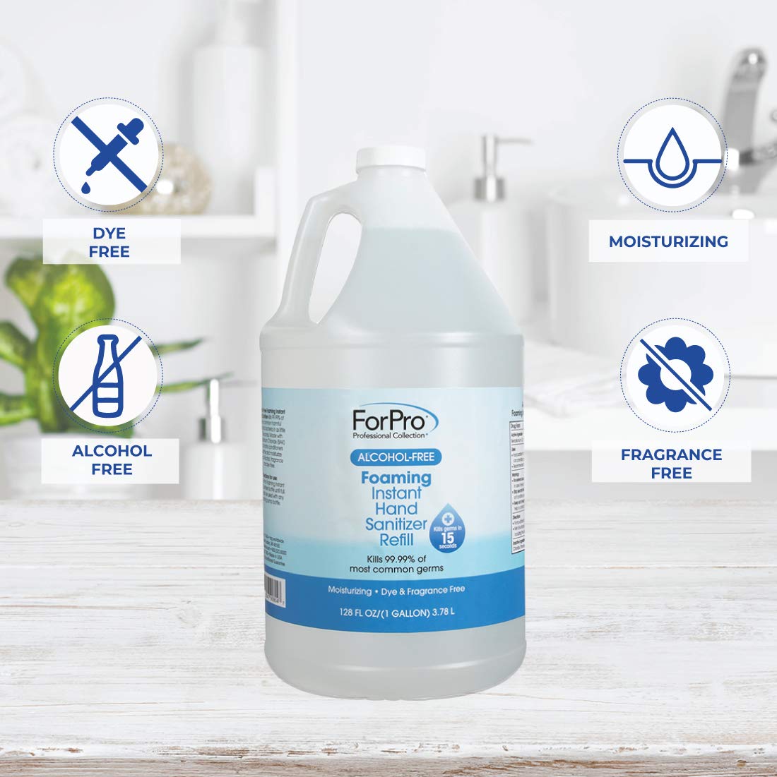 ForPro Professional Collection Alcohol-Free Foaming Instant Hand Sanitizer, Moisturizing, Dye and Fragrance Free Sanitizer, 1 Gallon Refill - Image 4