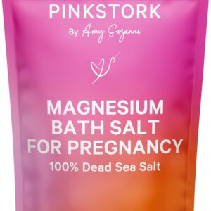 Pink Stork Pregnancy Bath Flakes: Magnesium Bath Salts for Pregnant Women, Dead Sea Salts for Soaking in Bath or Foot Soak, Pregnancy Must Haves, Unscented Without Parabens or Fragrance, 2 lbs