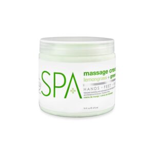 BCL SPA Massage Cream organic Lemongrass + Green Tea body lotion with shea butter, aloe vera, peppermint, argan and jojoba oils body cream to soothe, calm & revitalize the skin. Home/Pro use 16 fl oz