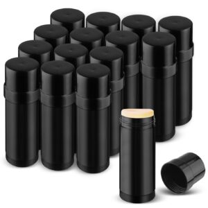 15 Pack 2 oz/60ml Plastic Deodorant Containers,Empty Round Twist-Up Solid Stick Tube Container for Homemade Deodorant,Shaving Soap Stick,Heel Lip Balm,Solid Lotion Bars-Top Filling,Black