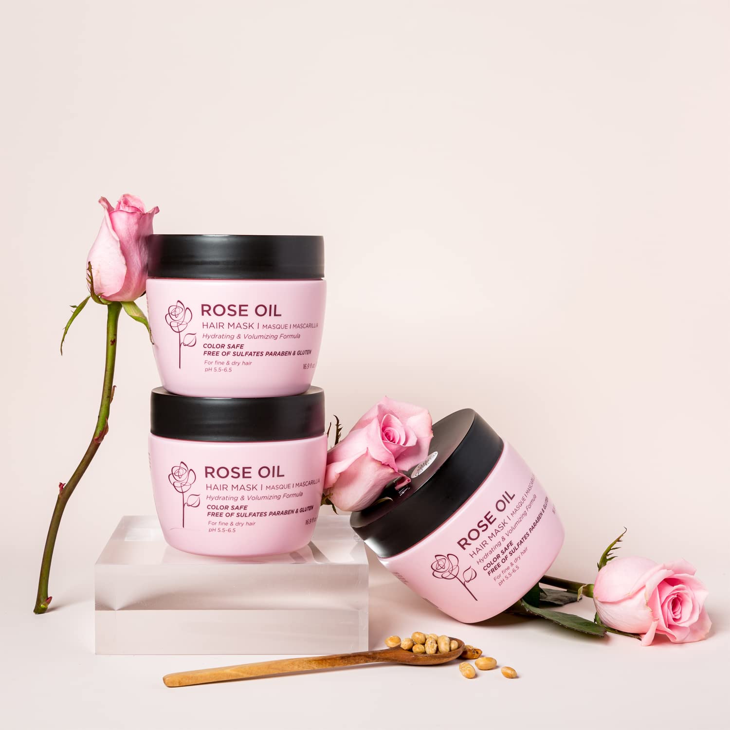 Luseta Rose Oil Hair Mask Moisturing & Hydrating Masque 16.9 Oz Deep Nourishment for Fine and Dry Hair, Sulfate and Paraben Free - Image 4