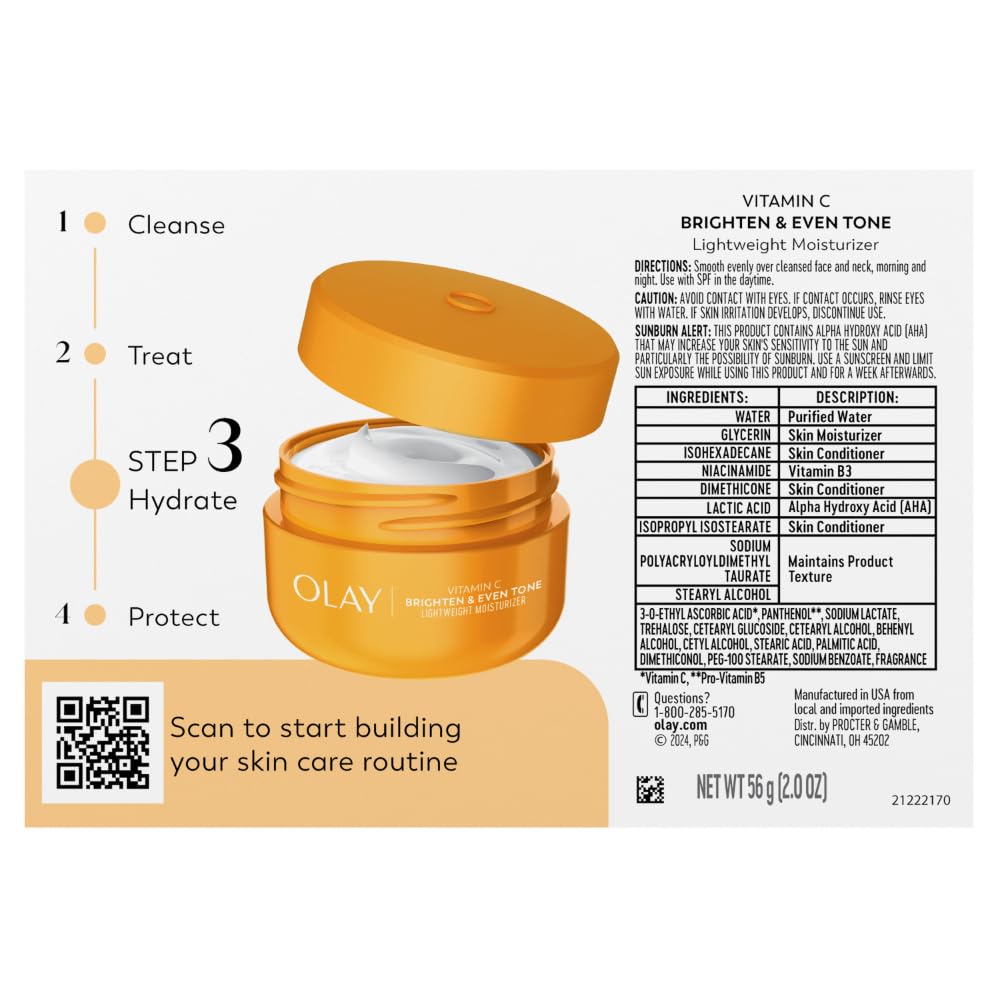 Olay Bright & Even Vitamin C Face Moisturizer with Lactic Acid, 2 oz Eco-Friendly Jar - Image 12