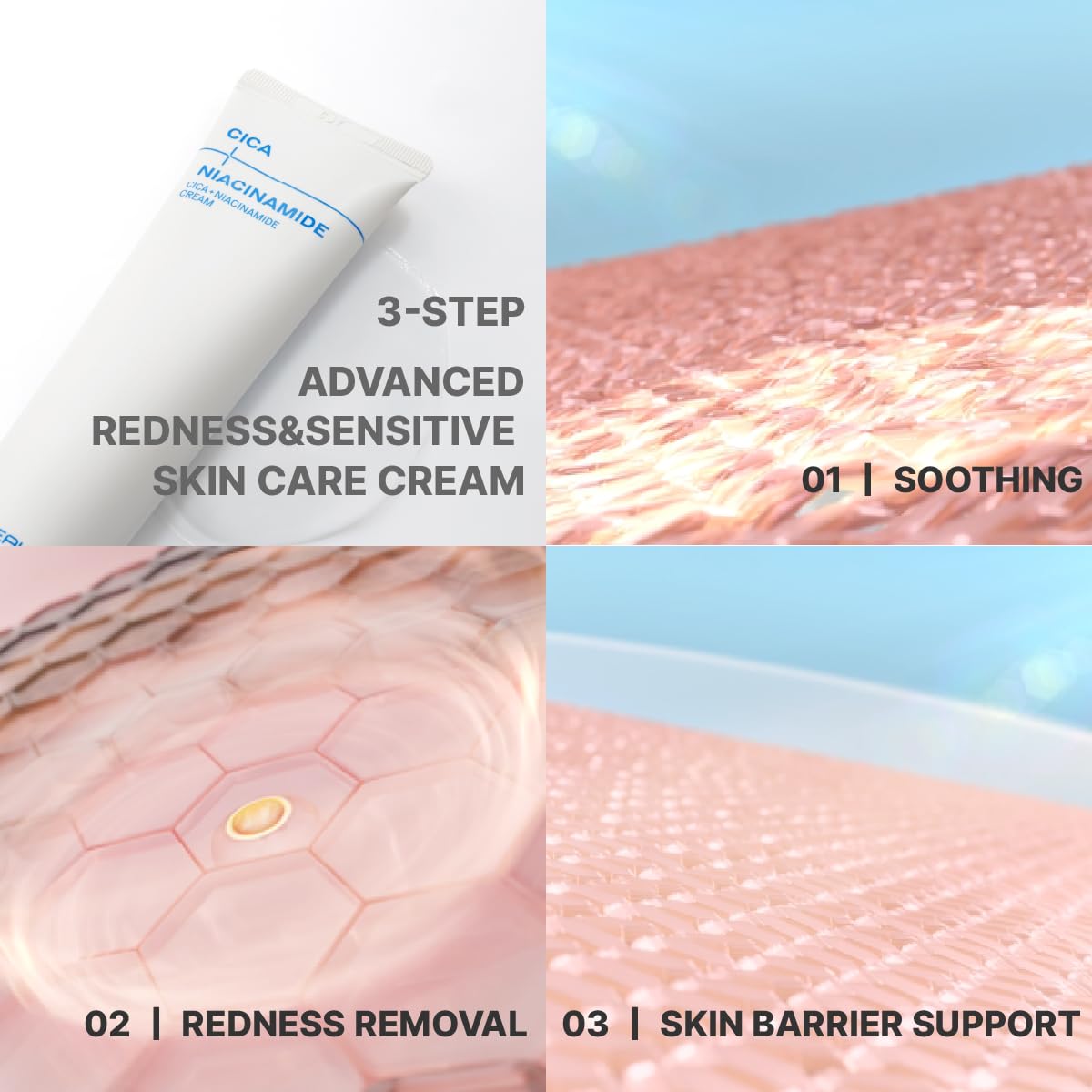 PLUSREAL Cica + Niacinamide Redness Relief & Skin Barrier Repair Cream for Dry and Sensitive Skin | Korean Skincare | Fragrance Free | Vegan | Centella asiatica Cream with Niacinamide, 2.02 fl.oz - Image 7