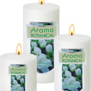 3 Pack Freesia Scented Pillar Candles – Aromatherapy Candles Set (2×2/3/4 Inch) – White Decorative Candles for Home, Spa, Meditation, Relaxation