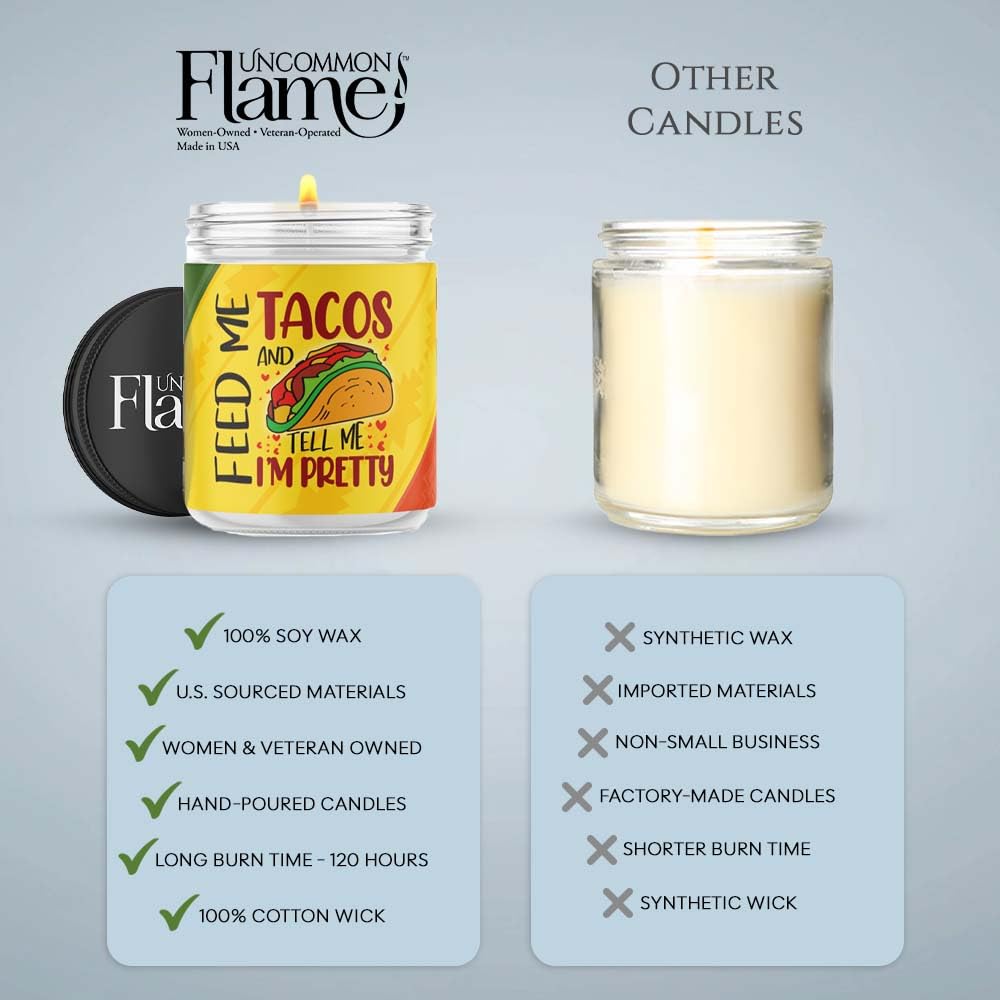 Handmade 100% Soy Wax Candle, Floral Scent, 16 oz, 120 Hour Burn, Cotton Wick, Taco Lover Gift - Image 3
