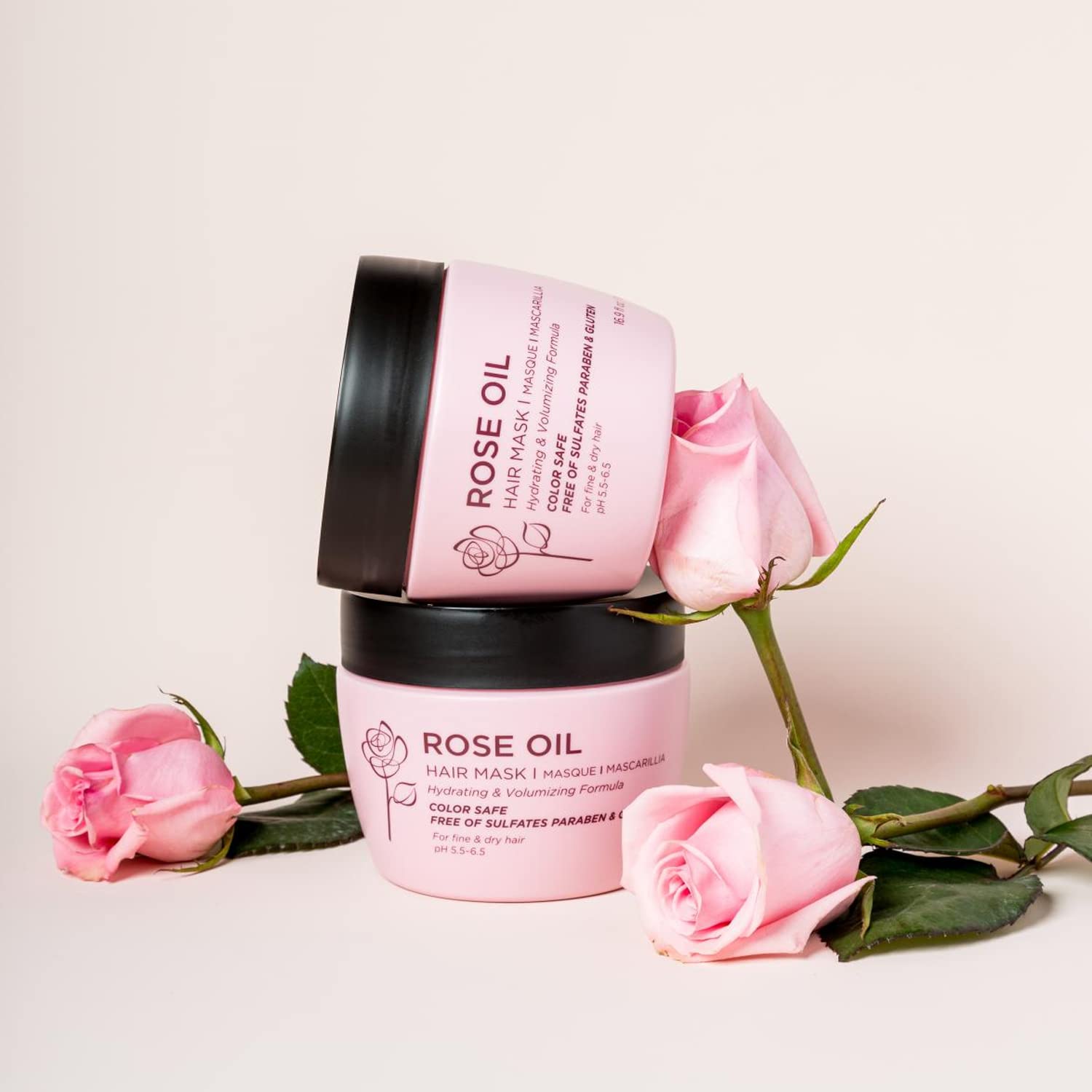 Luseta Rose Oil Hair Mask Moisturing & Hydrating Masque 16.9 Oz Deep Nourishment for Fine and Dry Hair, Sulfate and Paraben Free - Image 3