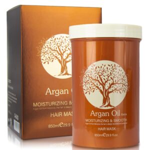 Argan Oil Hair Mask, Repair Split Ends Dry Damaged Hair, Moisturizing & Smoothing Hair Mask for Dry Damaged Hair of All Hair Types 16.90 oz 500 ml (29.90oz-850ml), milky white