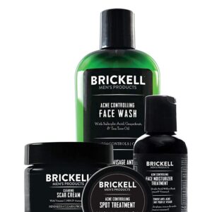 Brickell Men's Acne Controlling System for Men, Acne Fighting Face Moisturizer Treatment, Face Wash, Spot Treatment, and Scar Cream, Natural & Organic
