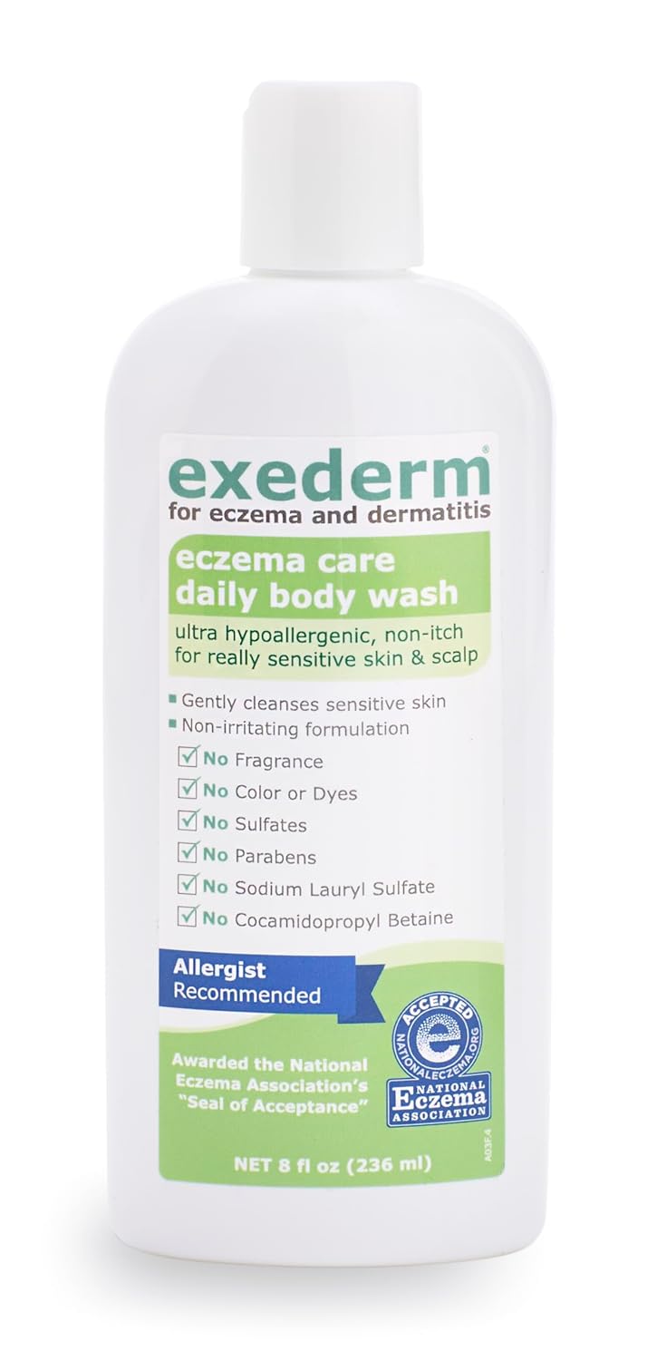 Exederm Body Wash for Eczema & Dermatitis, 8 Fl Oz, Ultra Sensitive Non-Irritating Bodywash, Gentle, Moisturizing Anti-Itch Cleanser for Red, Itchy, Dry Skin, Hypoallergenic, Sulfate & Paraben Free - Image 3